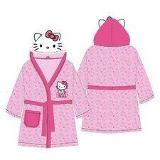 Hello Kitty Girls Hooded Bathrobe Belted  Pocket Pink