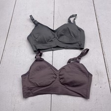 Nursing Bra Set 2 Pack Womens Medium Multicolor Wireless Padded Adjustable