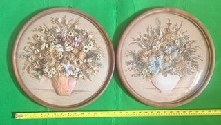 Paar Vintage La Nive’s Topf Pourri Glas gewölbt Trockenblume signiert 1950