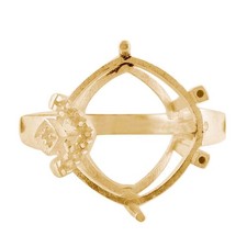 Semi Mount Cushion 15MM Checkerboard Cut Wedding Ring Sterling Silver