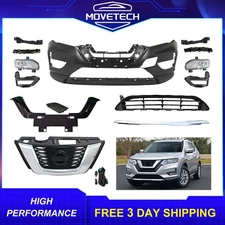 For 2017-2020 Nissan Rogue Complete Front Bumper Grille W/ Fog Light Assembly