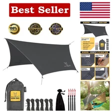 Compact Hammock Rain Fly & Camping Tarp with Stakes - Ultimate Outdoor Shelter
