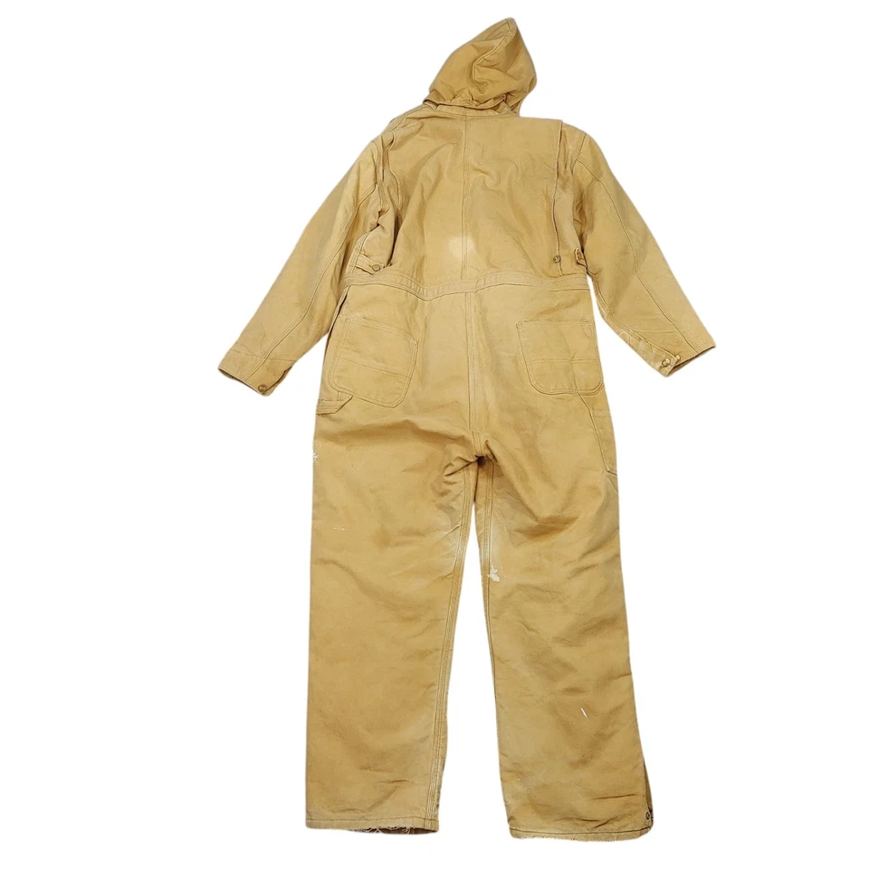 Vintage Carhartt 996QZR Duck Canvas Insulated Red Quilt Coveralls Men’s 48R USA  - Image 2 of 4