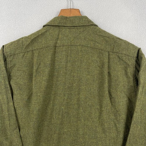 Vintage Pendleton Board Shirt Mens Medium Green Button Up 100% Virgin Wool 1960s - Picture 9 of 10