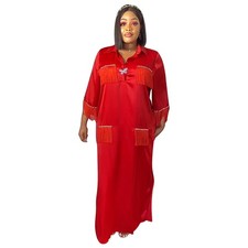 African Women Dashiki Satin Evening Gown Plus Size Long Dress Abaya Kaftan Party