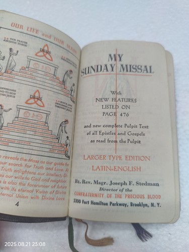 My Sunday Missal Sealskin Leather Fr. Stedman 1944 Latin-English Catholic - Picture 5 of 10