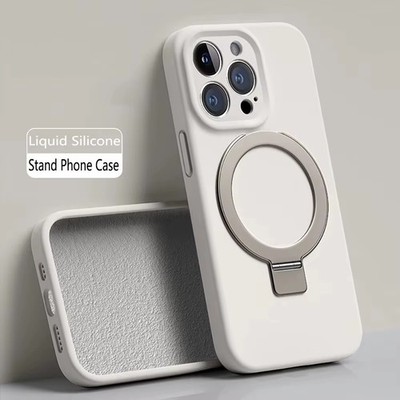 MagSafe Silikon Hülle iPhone 17 16 15 14 13 12 11 Pro Max Plus Ring Ständer Case