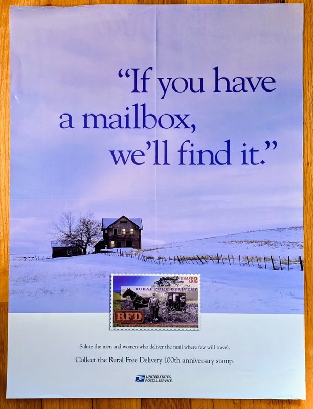 Rare Postal Service Rural Free Delivery 100th Anniversary Poster from 1996