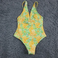 Rhythm Swimsuit Womens Medium Fern Magnolia Classic One Piece Floral V Neck NWT