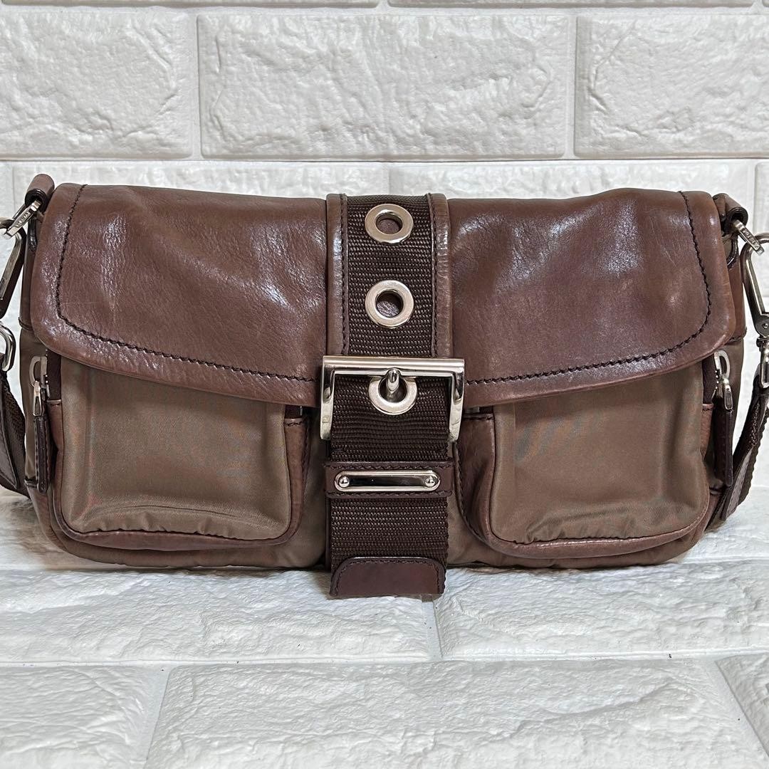 PRADA Shoulder Bag Belt Motif Triangle Plate thumbnail 3