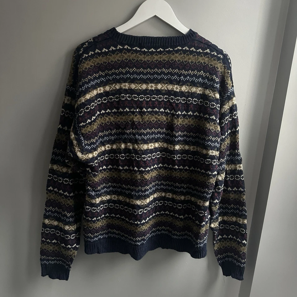 Old Navy Vintage-Style 80s Earth Tone Fair Isle Sweater Size L funky Patterrn - Image 4 of 4