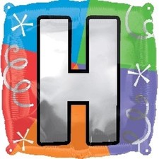 Designer Square Letter Balloon "H" Square Shape 18" Foil Balloon Packaged 