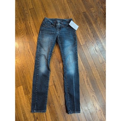 EUC Maurices Womens XS Extra Small Acid Fade Skinny Stretch Med/Dk washJeans