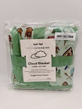 NIB Little Sleepies Green Camp Camping Bamboo Viscose Large Cloud Blanket