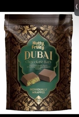 Nutty & FrUity Dubai Chocolate Bars, Milk Chocolate with Pistachio Exp 01/27