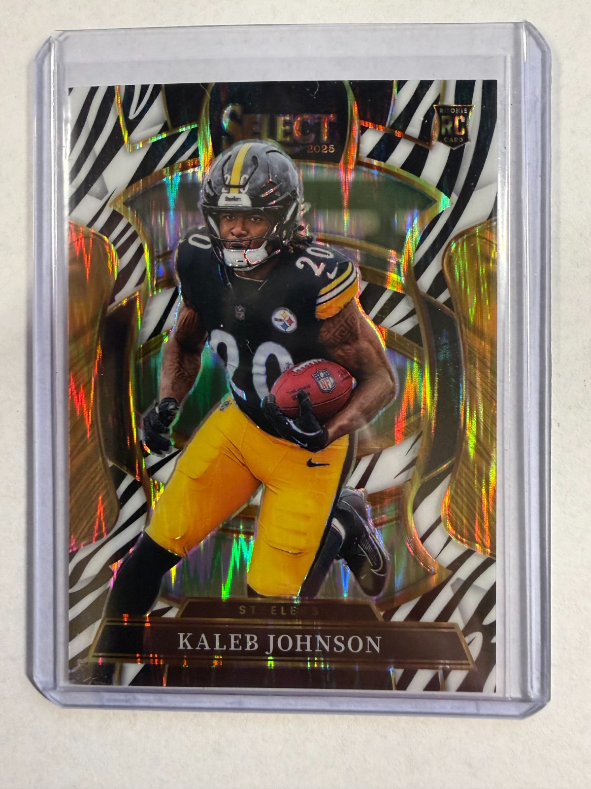 2025 Panini Select - Concourse Kaleb Johnson #52 Zebra Prizm (RC) Steelers