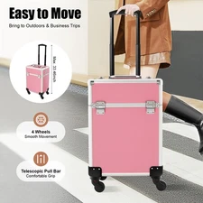 Cosmetic Case Trolley with Locks,Professional Rolling Makeup Train Case