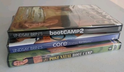 NEW. Lot Of 3 Lindsay Brin's Postnatal Boot Camp with Moms Into Fitness. Lib