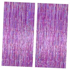 KatchOn, Iridescent Purple Fringe Curtain - 8x3.25 Feet, Pack of 2 | Purple 