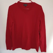 Hart Schaffner Marx Extra Fine Merino Wool Red V-neck Sweater Men's Classic