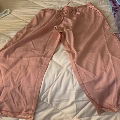 ABS by Allen Schwartz Pink Plus Size 1XL Cotton Lounge Pants Lace Drawstring