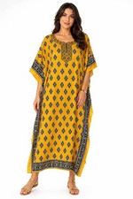 Kushi Free Size Kaftan Tunic Holiday Dress Beach Cover up fits 14,16,18,20,22,24