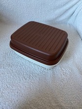 Tupperware Brotbehälter Aufbewahrungsbox Nr. 1470 weiß / braun Vintage