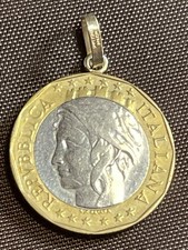 1977 Repvbblica Italian L. 1000 Coin Pendant For Necklace MILOR, ITALY Gold Bale