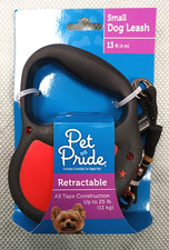 Pet Pride Retractable Small Dog Leash 13 ft Up to 25 lb Red - New in Box