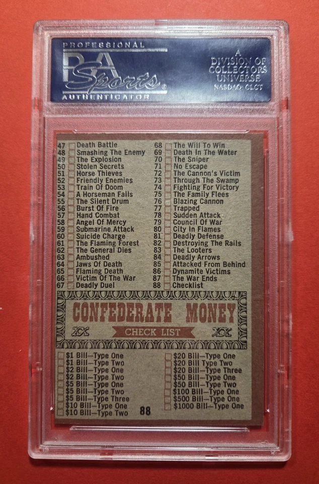 1962 Civil War News #88 Checklist PSA 8 NM-MT - Image 2 of 2