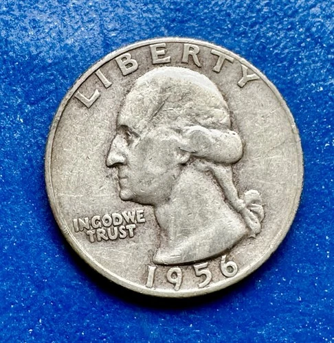 1956-D Washington Quarter. 90% Silver. XF+ Condition. Charity Auction.