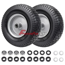 2pcs 13x5-6 Flat Free Tire & Wheel Solid Turf Lawn Mower,3/4" or 5/8" Bearing