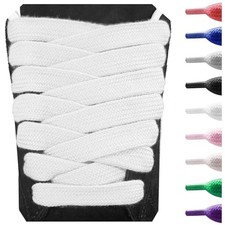 15MM Cotton Fat Shoe Laces for Sneakers, 5/8" Wide Flat Thick 45"/115cm White