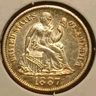 1887 Seated Liberty Dime AU Detail Cleaned