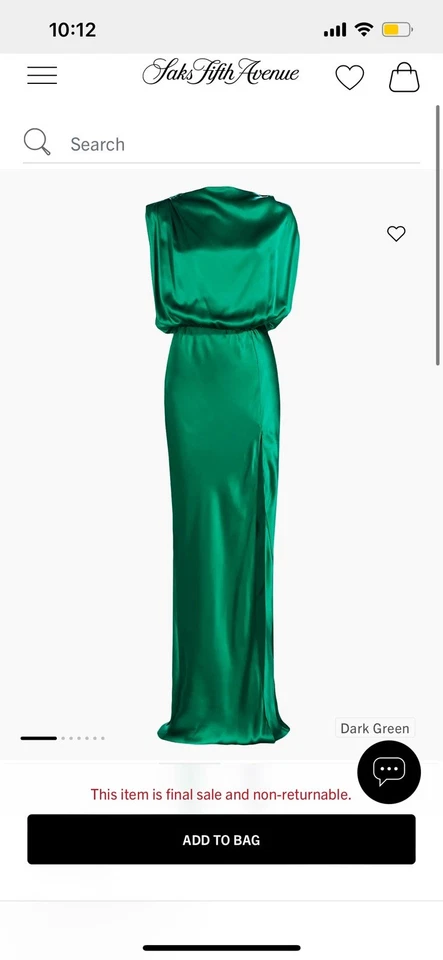 Vestido Amanda Uprichard Fabianna verde oscuro satinado noche mujer pequeño espalda abierta Foto 3 de 4