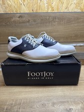 FootJoy Traditions Men's Golf Shoes White/Navy 8 Lace-Up Spiked