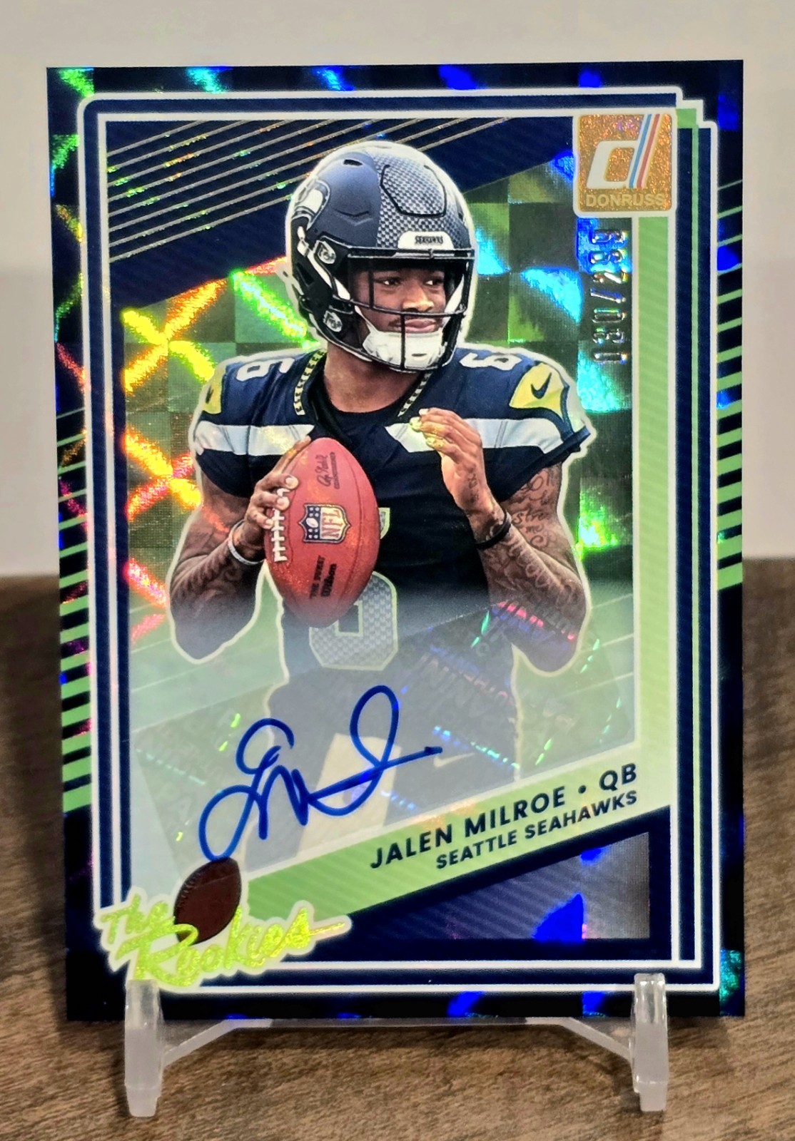 2025 DONRUSS THE ROOKIES #12 JALEN MILROE ROOKIE RC AUTO AUTOGRAPH #d/299 HOLO