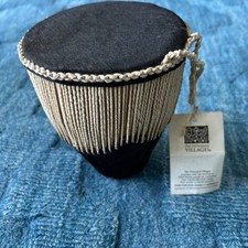 Uganda 6" H Bęben ręczny - Skóra z włosami - Drewno - Instrument muzyczny - Czarne futro