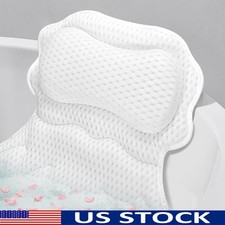 Ergonomic Bath Pillow W/ 6 Strong Suction Cups Neck Back Support 4D Mesh New