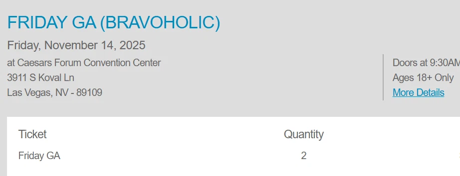BRAVOCON 2025 FRIDAY GA 2 Wristbands AVAILABLE PICKUP IN VEGAS !!!! - Image 2 of 4
