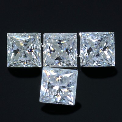 Natural Certified DE Color VVS1 Excellent Cut 4x4 MM Princess White Diamond 4 Pc