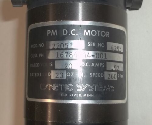 DYNETIC SYSTEMS 260RPM Rund PM Permanentmagnet Gebürstet Typ 20VDC Motor 22051 - Bild 2 von 4