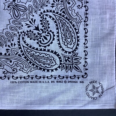 Vintage Wamcraft White Bandana Handkerchief Cotton USA RN