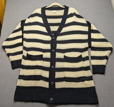 LuLaRoe Lucille Cardigan Large Dark Blue With Cream Stripes Fit Sz 18-26