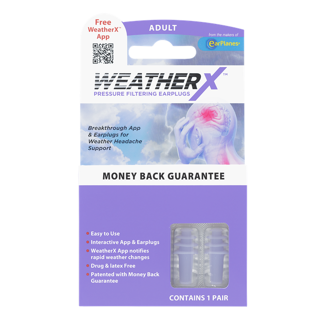 WeatherX Ear Plugs Migraine Reduction Barometric Pressure Weather Latex