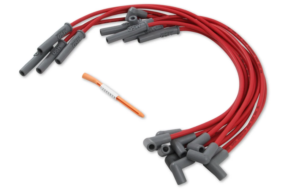 Juego de cables rojos de bujía MSD Super Conductor para Ford Small Block 302 351W SBF Foto 3 de 4