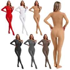 Women Unitards Underwear Bodysuit Jumpsuit Rompers Full Length Adult Pantyhose