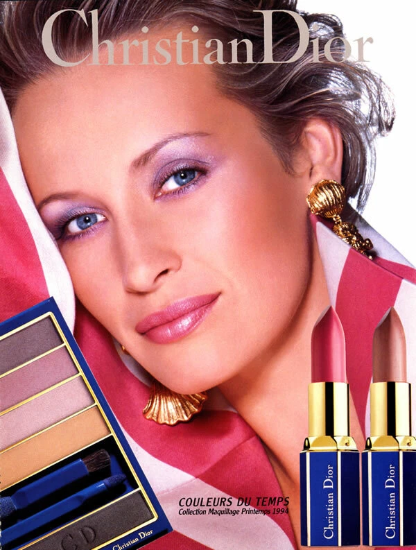 1994 Dior Estelle Lefebure Couleurs du temps rouge à lèvres maquillage 1 page PUBLICITÉ MAGAZINE