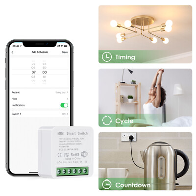 WiFi-schakelaar, 16 A Smart Life schakelaar, intelligente WLAN-relaisschakelaars, Alexa lichtschakelaar, ondersteunt spraakbediening, neutraal kabel vereist, DIY-timer (6 stuks