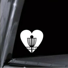 Heart Disc Golf Basket Vinyl Decal Sticker - Car Window Cooler Bottle Laptop USA